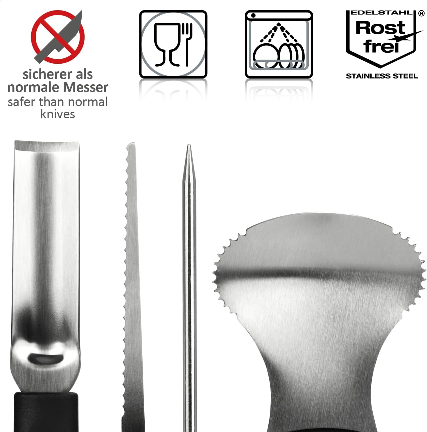 Detalle de COM-FOUR Ensemble de sculpture de citrouilles 4 pièces – outils inox pour Halloween
