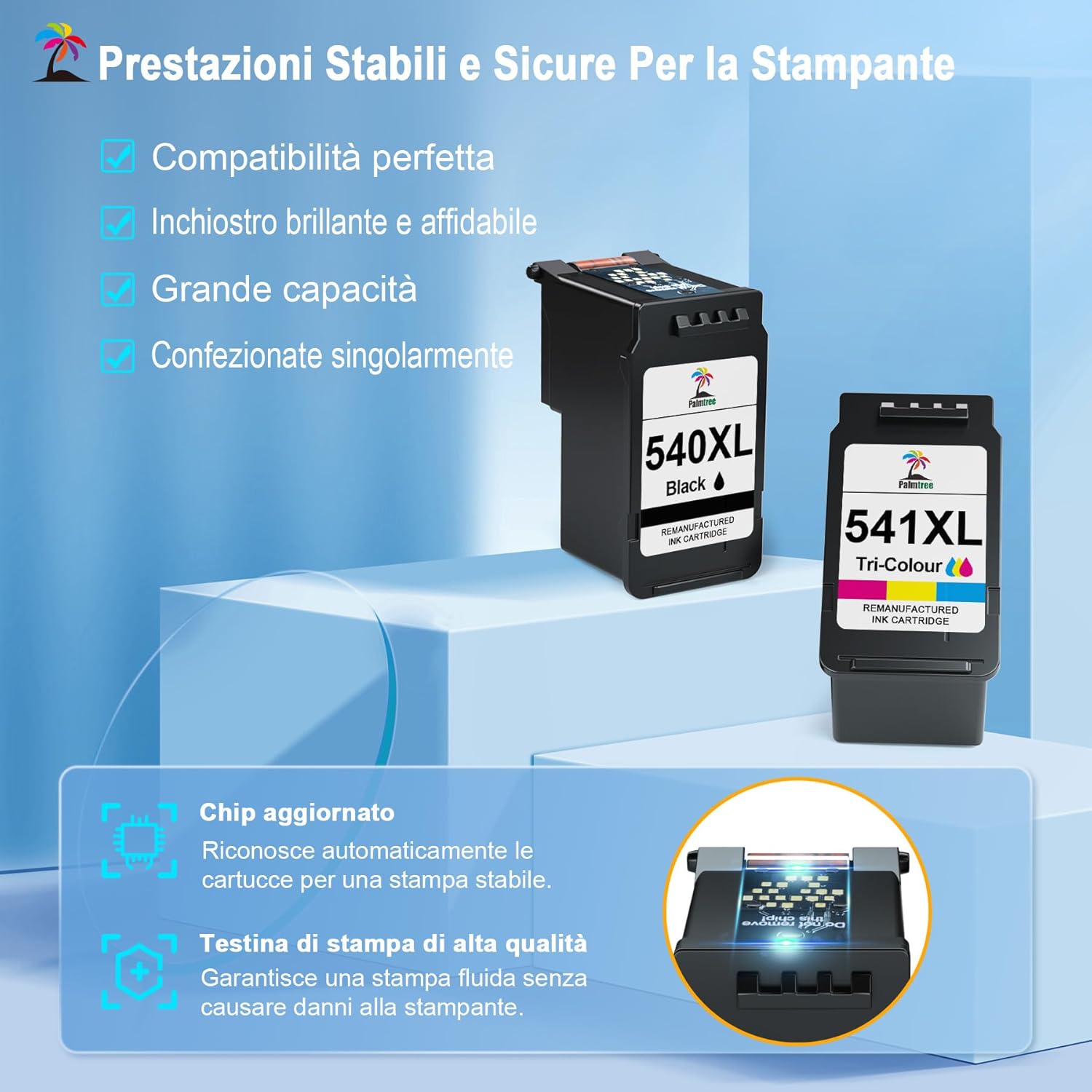 Thumbnail 1 de Palmtree 540XL 541XL Multipack per Canon PIXMA MG/TS/MX: alta resa, compatibilità affidabile