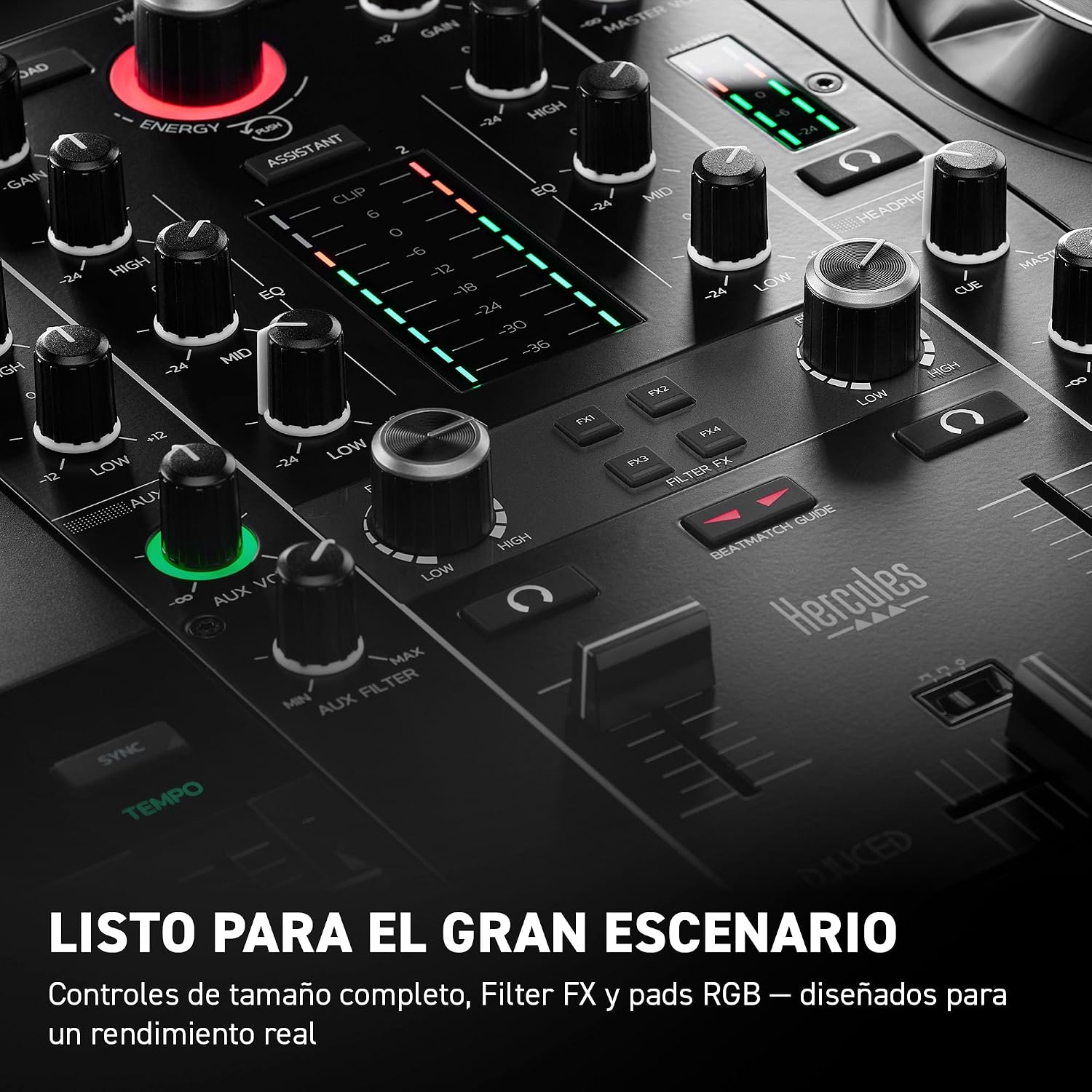 Detalle de Hercules DJControl Inpulse 500: Controladora USB de 2 decks para Serato DJ Lite y DJUCED