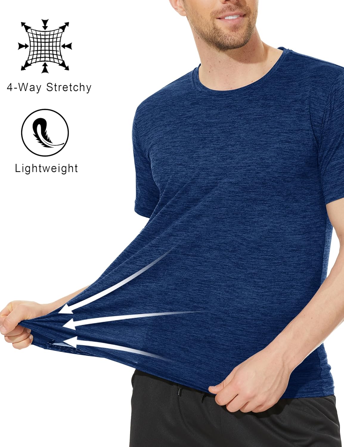 Thumbnail 4 de KEFITEVD Men’s Quick Dry T-Shirts (Short Sleeve) – Lightweight Gym, Running & Training Sport Tops