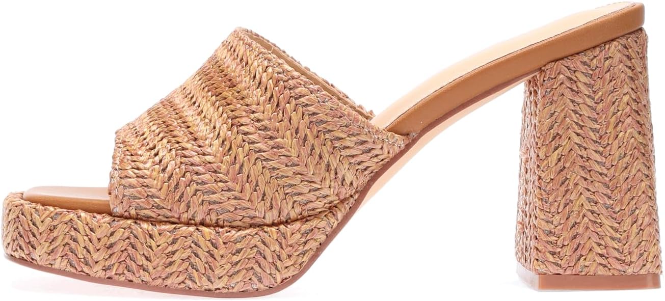 Thumbnail 6 de Monrovia Raffia Heeled Sandals for Women — Platform Wedge Slip-On Open-Toe Sandals