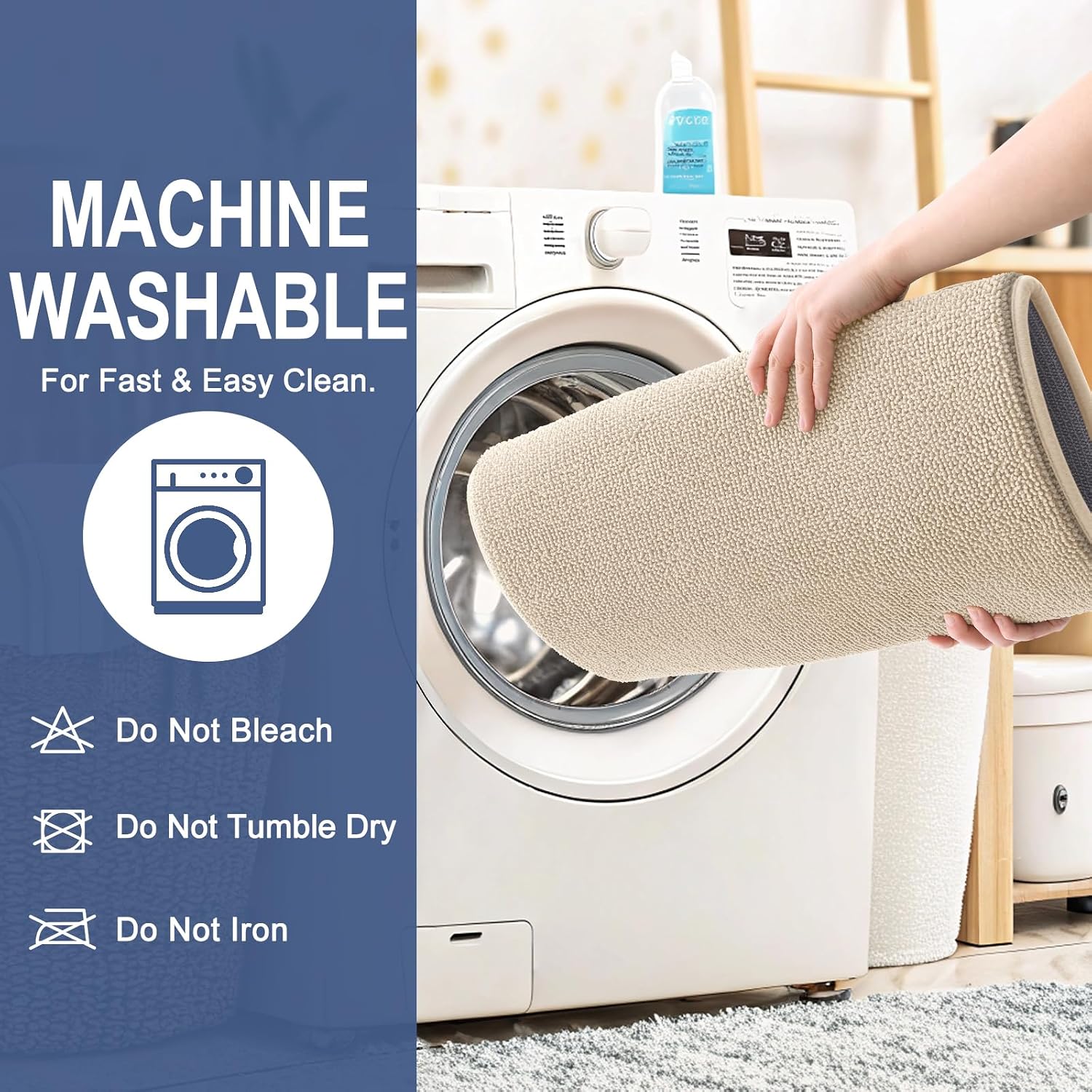 Thumbnail 5 de OLANLY 47 x 32-Inch Memory Foam Bath Mat, Beige, Machine Washable