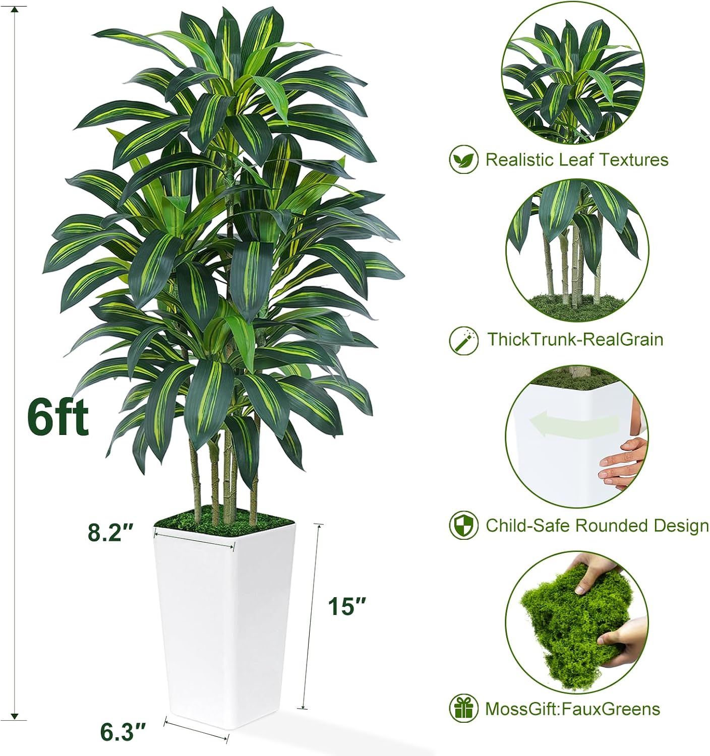 Detalle de Keeplush artificial dracaena tree, 6FT