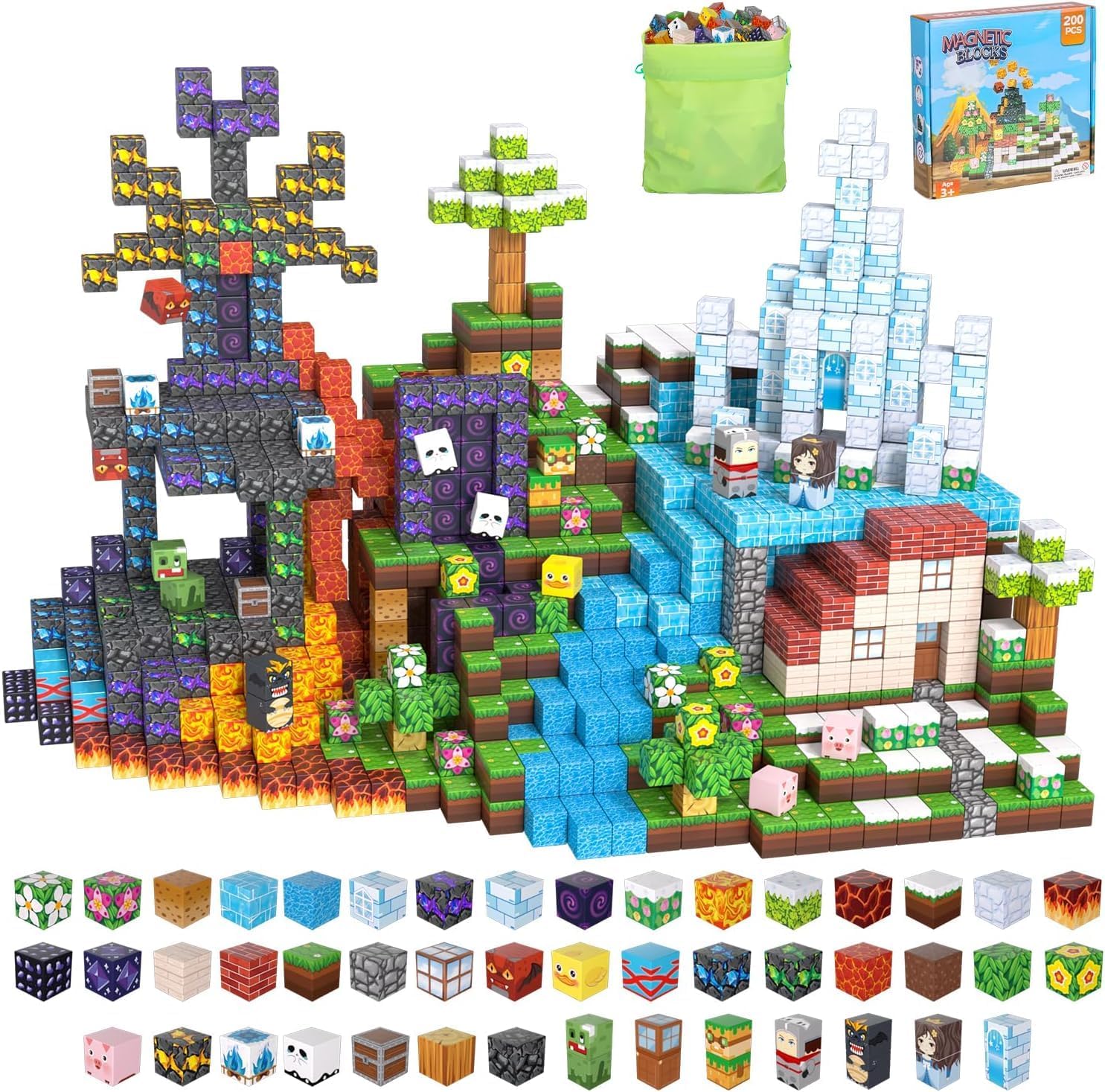 Detalle de ACELIFE 200PCS Magnetic Blocks set for kids 🧩