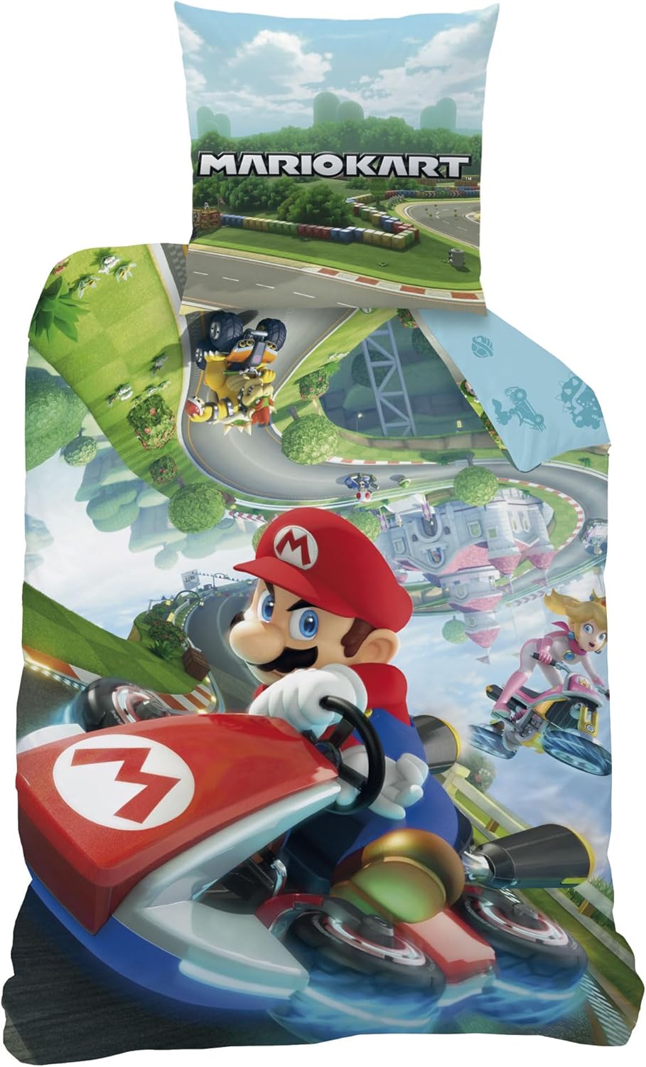 Thumbnail 1 de CTI Mario UP Side Down parure de lit enfant 140x200 cm en 100% coton (bleu) + taie 63x63