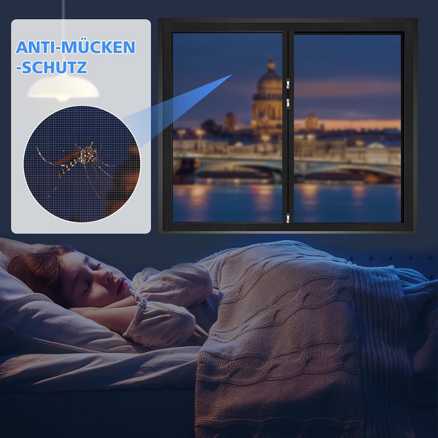 Thumbnail 5 de Fliegengitter Fenster Mit Klettband & Zipper, Schwarz 75x125 cm – Selbstklebender Insektenschutz für Dachfenster