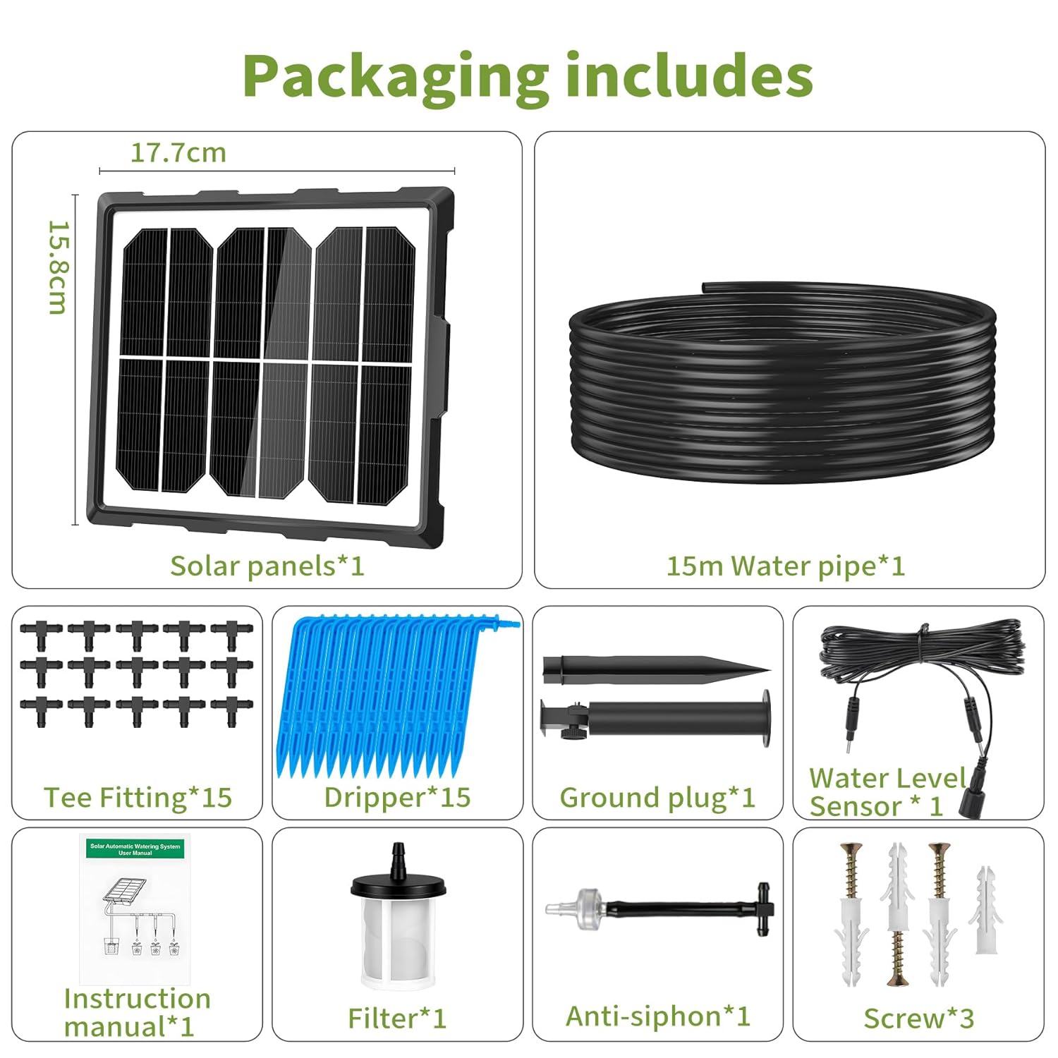 Thumbnail 1 de Forever Speed Solar Automatic Drip Irrigation Kit 6 modalità con sensore d'acqua – Kit irrigazione giardino 15 m