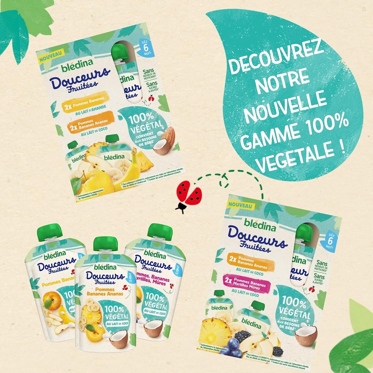 Thumbnail 5 de Blédina Gourdes Douceurs Fruitées 100% Végétal – lot de 16 gourdes (dès 6 mois)