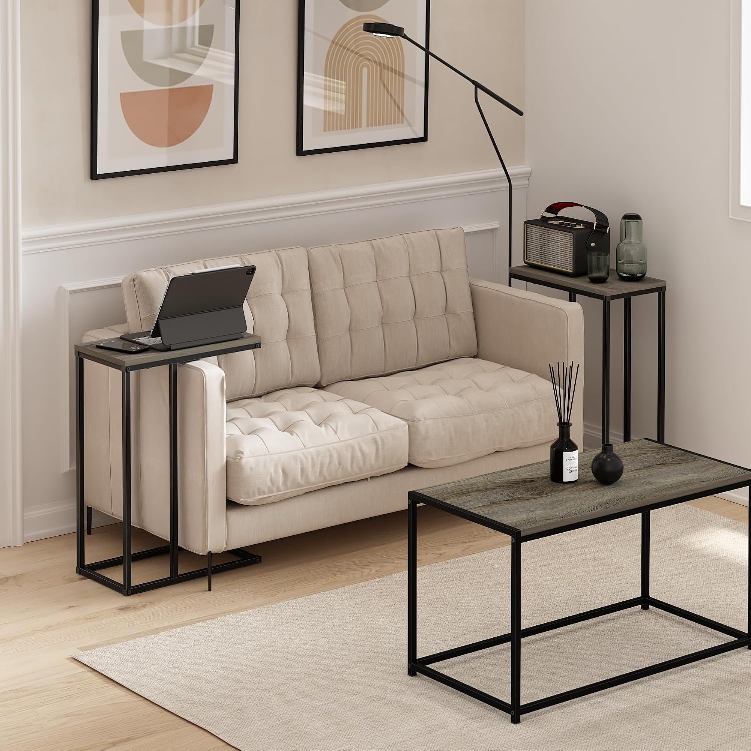Thumbnail 1 de Furinno Camnus Tavolino da salotto moderno, Rovere francese grigio — Set di due