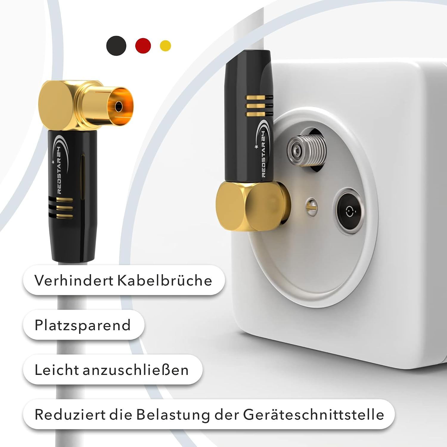Detalle de RedStar24 Antennenkabel 12,5 m Weiß – 90° Gewinkelt, Koaxialkabel mit IEC-Stecker zu Buchse