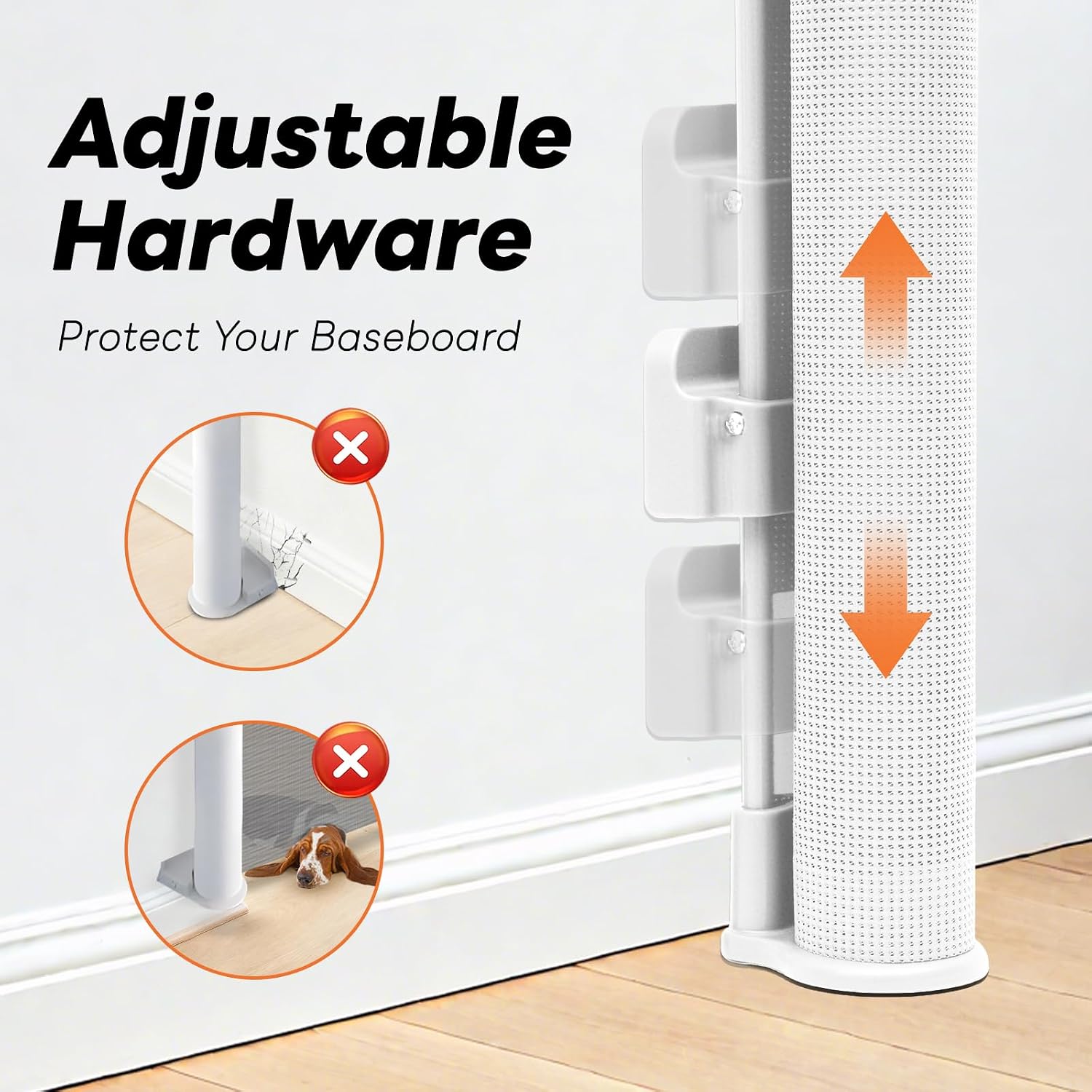 Detalle de Peluasua Retractable Baby Gate, 55" Wide x 33" Tall Mesh, No Bottom Rail
