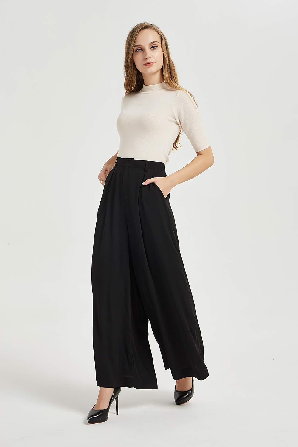 Detalle 2 de Tronjori High Waist Palazzo Pants 27.5in inseam
