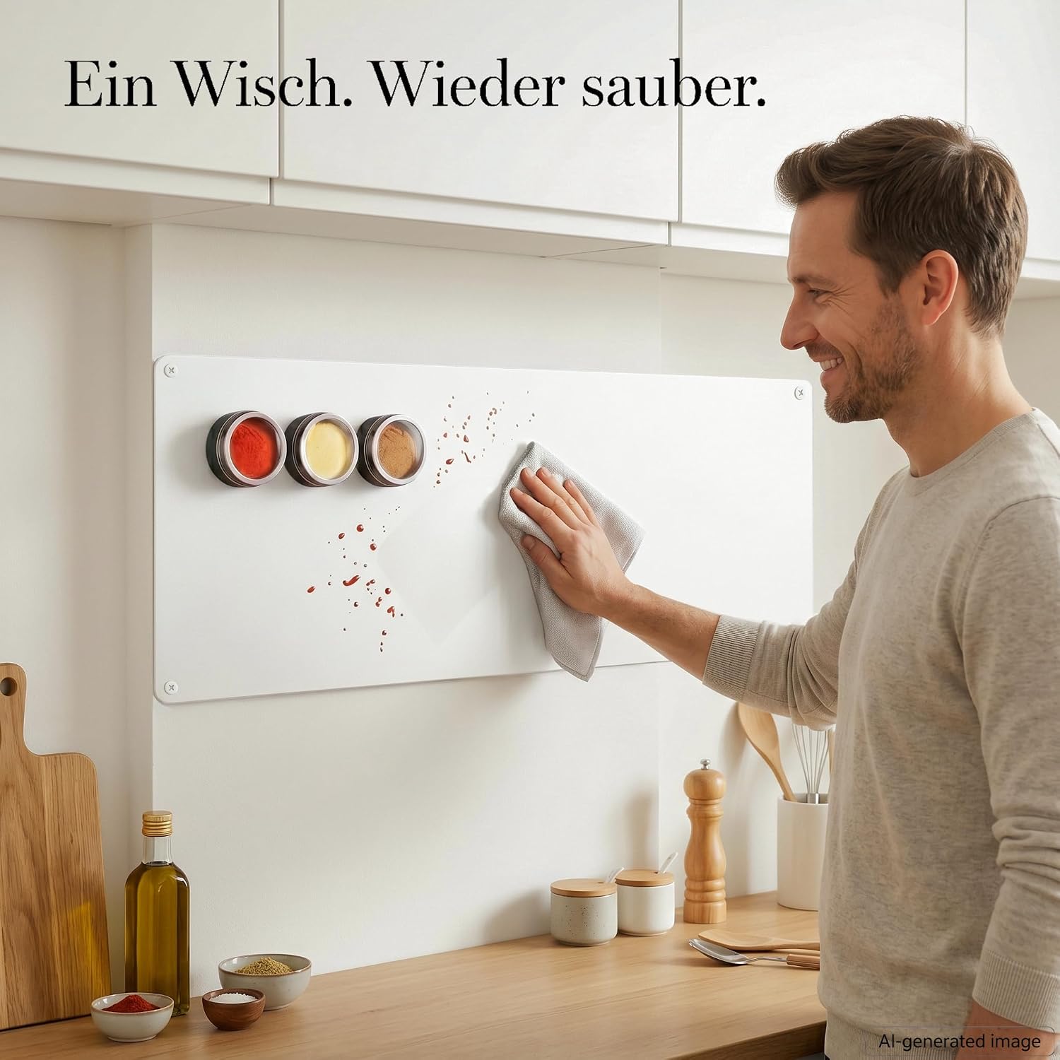 Detalle 2 de Warasee Magnettafel Küche Weiß 30 × 70 cm – schlanke Wandtafel für Notizen & Erinnerungen