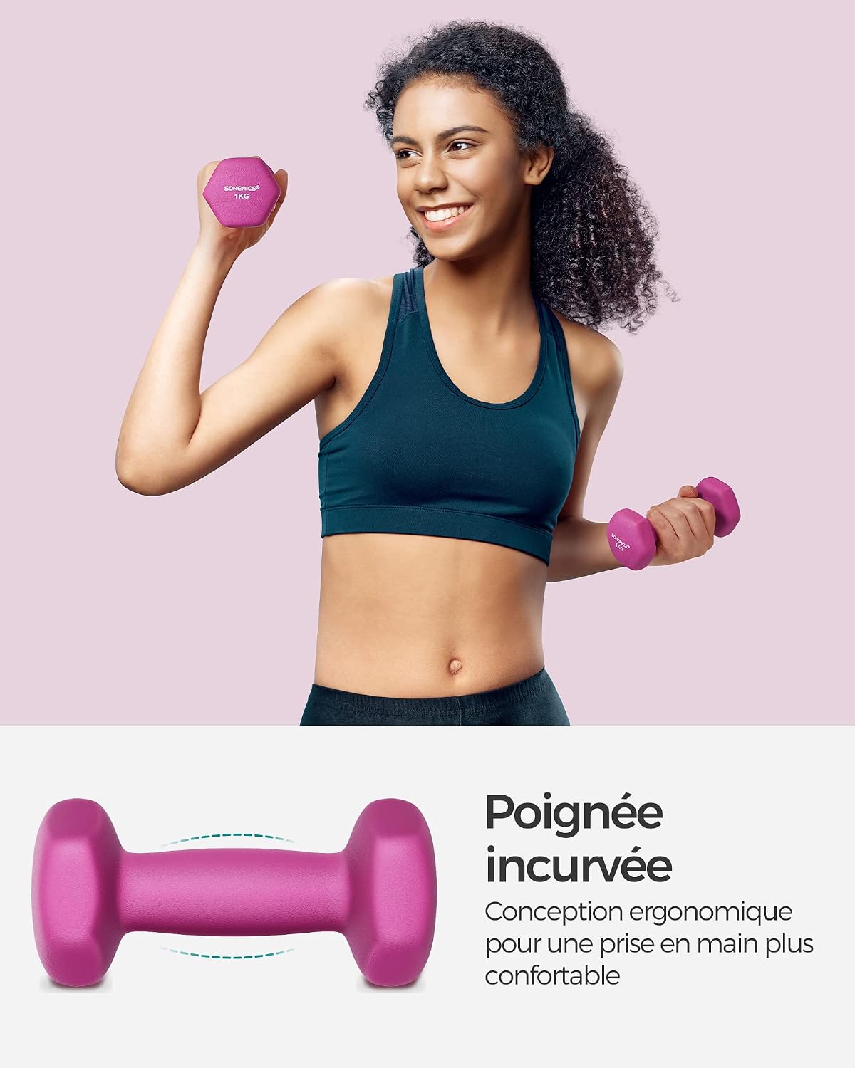 Detalle 2 de Haltères hexagonaux SONGMICS – Lot de 2 avec revêtement néoprène pour entraînement à domicile