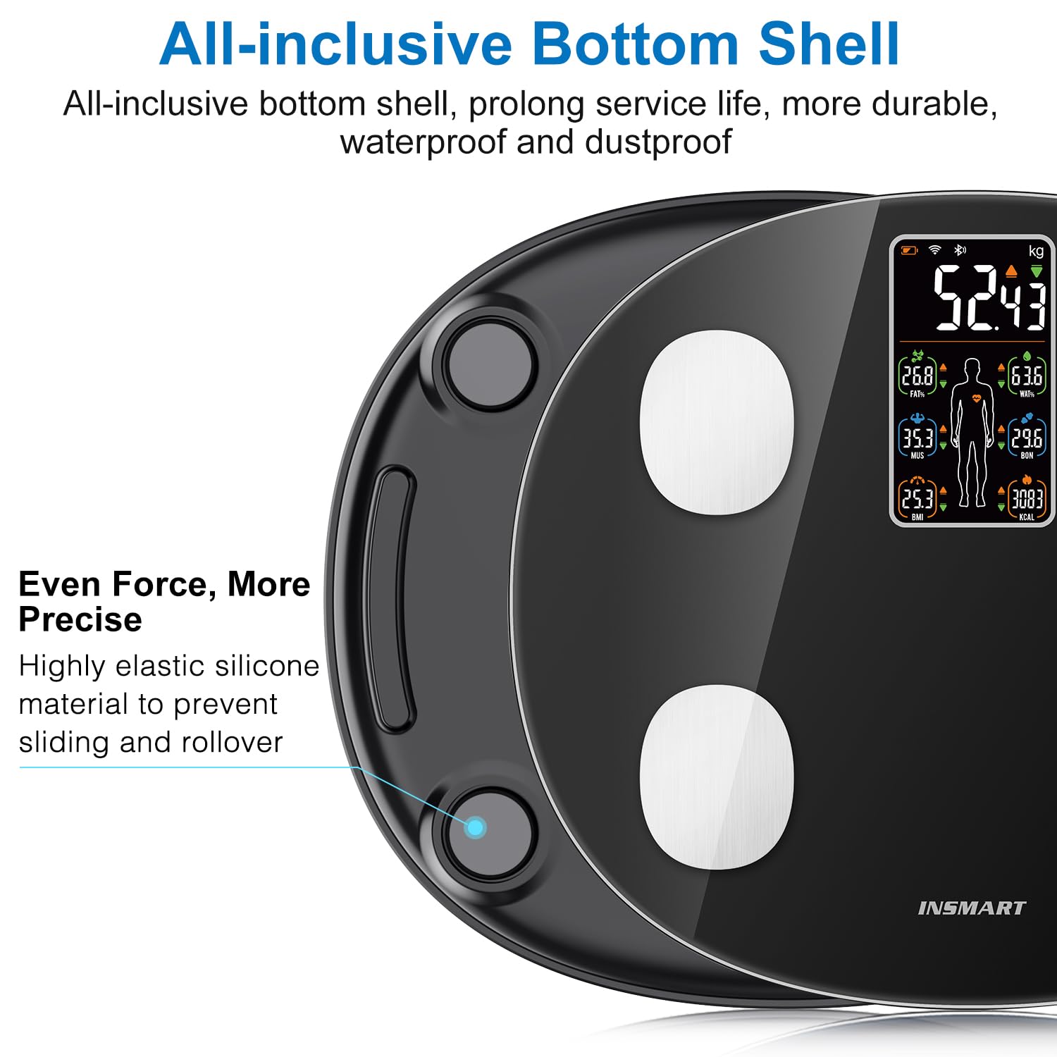 Thumbnail 3 de Insmart Bilancia Pesapersone Digitale Impedenziometrica: BMI, massa grassa e magra e frequenza cardiaca sul display