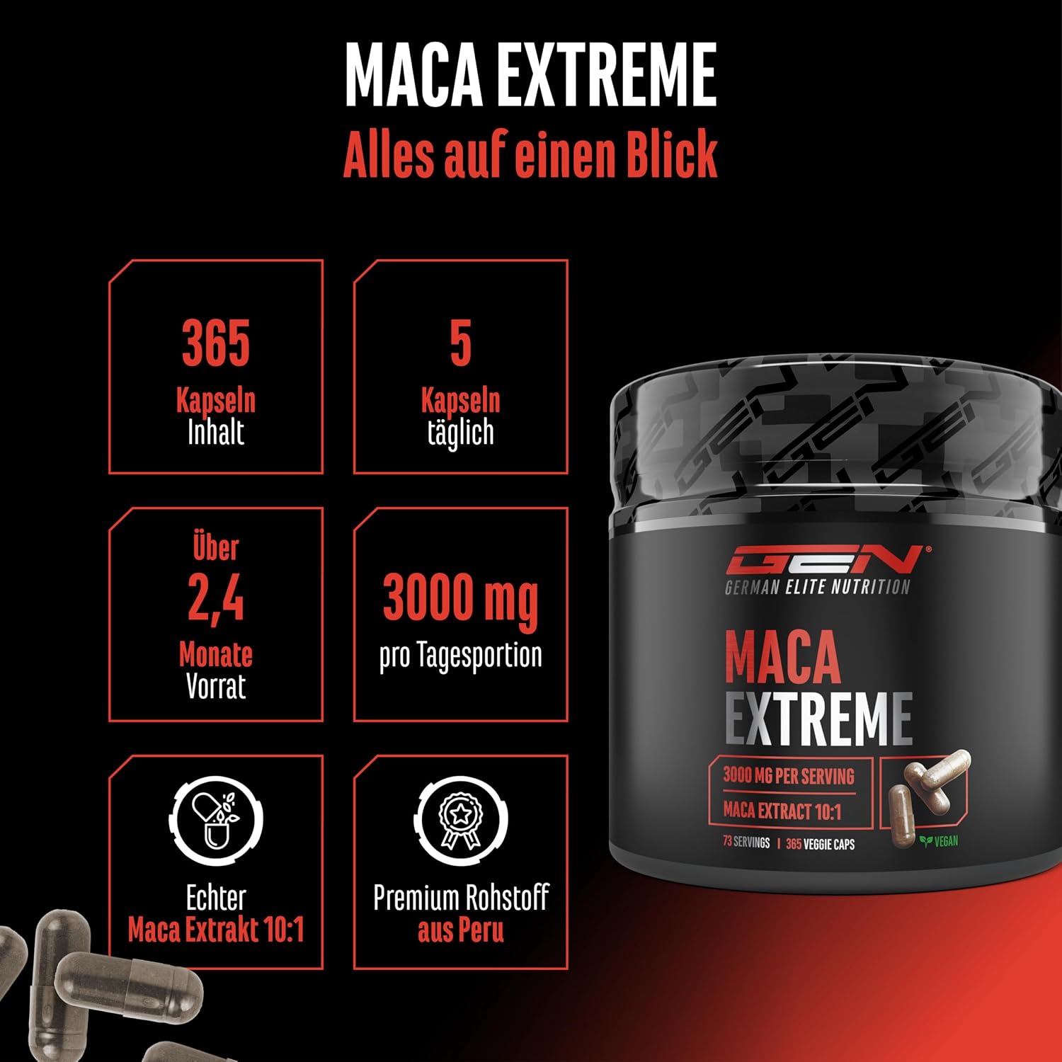Detalle 2 de Maca Kapseln Extreme 30.000mg pro Tag
