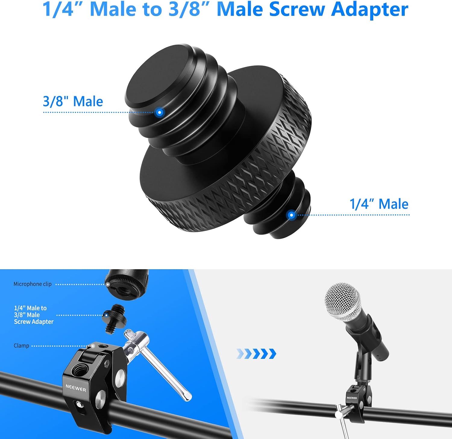 Detalle de NEEWER Camera Screw Adapter Set (22 Pieces): 1/4” to 1/4”, 1/4” to 3/8” and More
