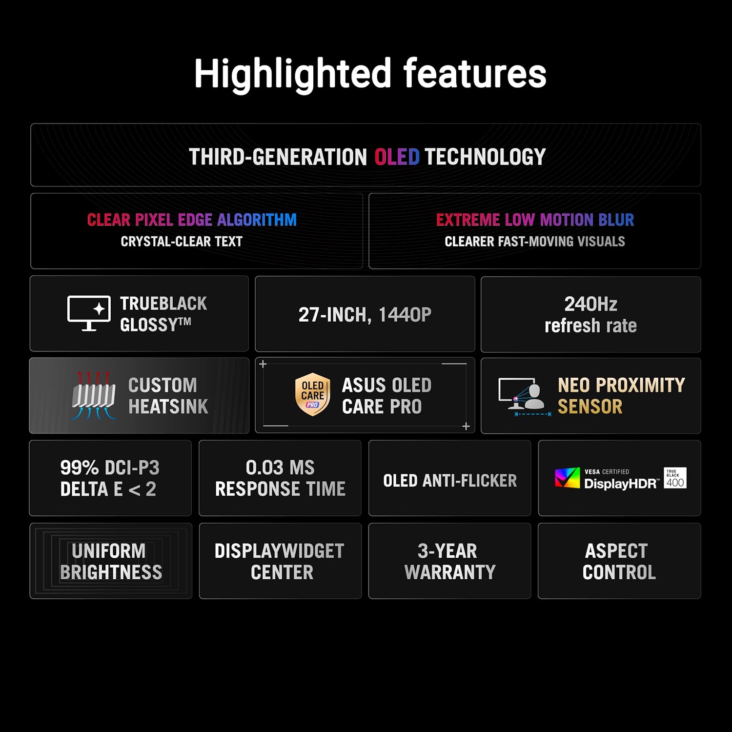 Thumbnail 1 de ASUS ROG Strix 27" OLED Gaming Monitor (XG27AQDMGR) — 26.5" viewable, QHD, 240 Hz