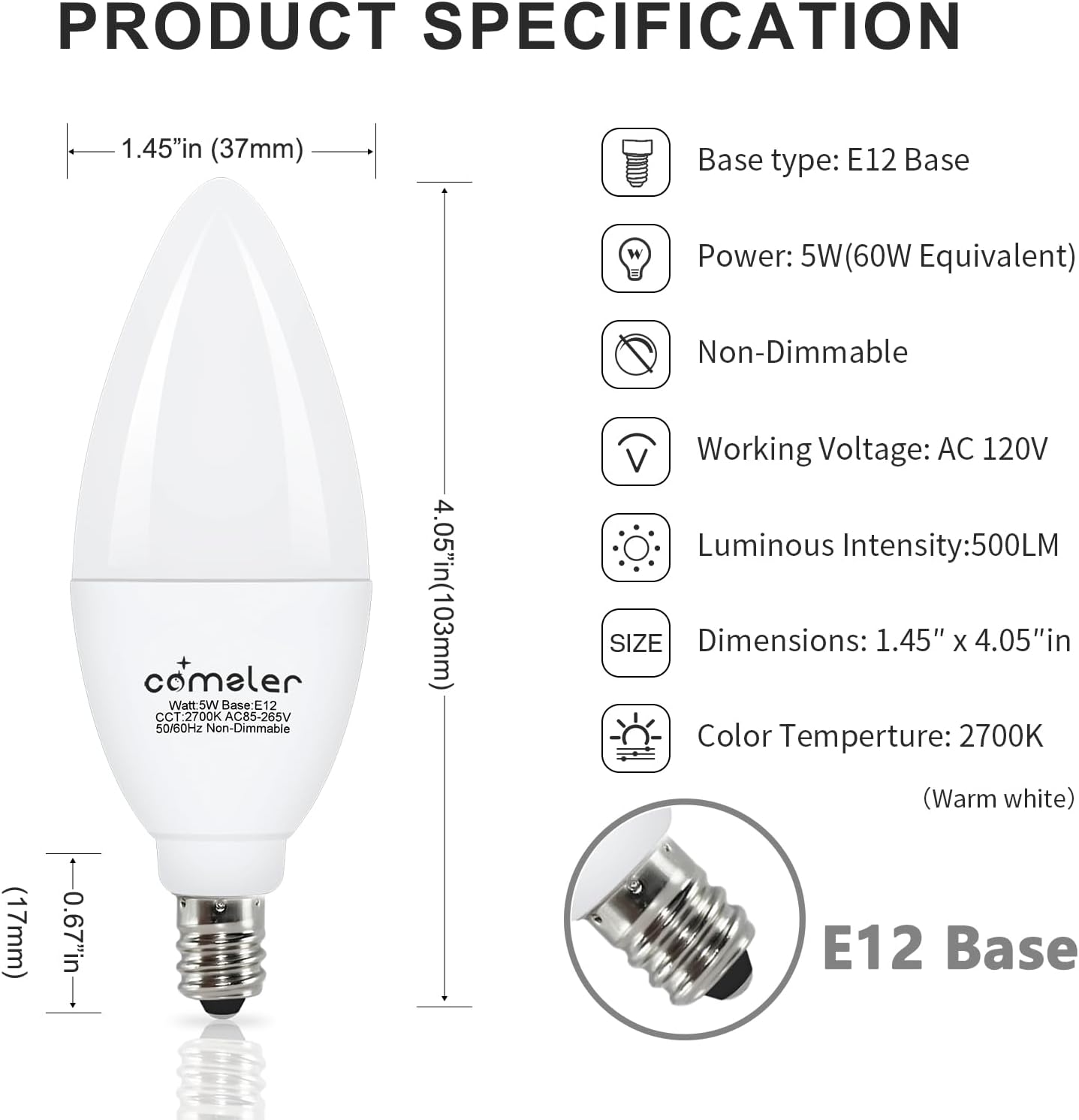 Thumbnail 1 de Comzler LED candelabra bulb, 5 W