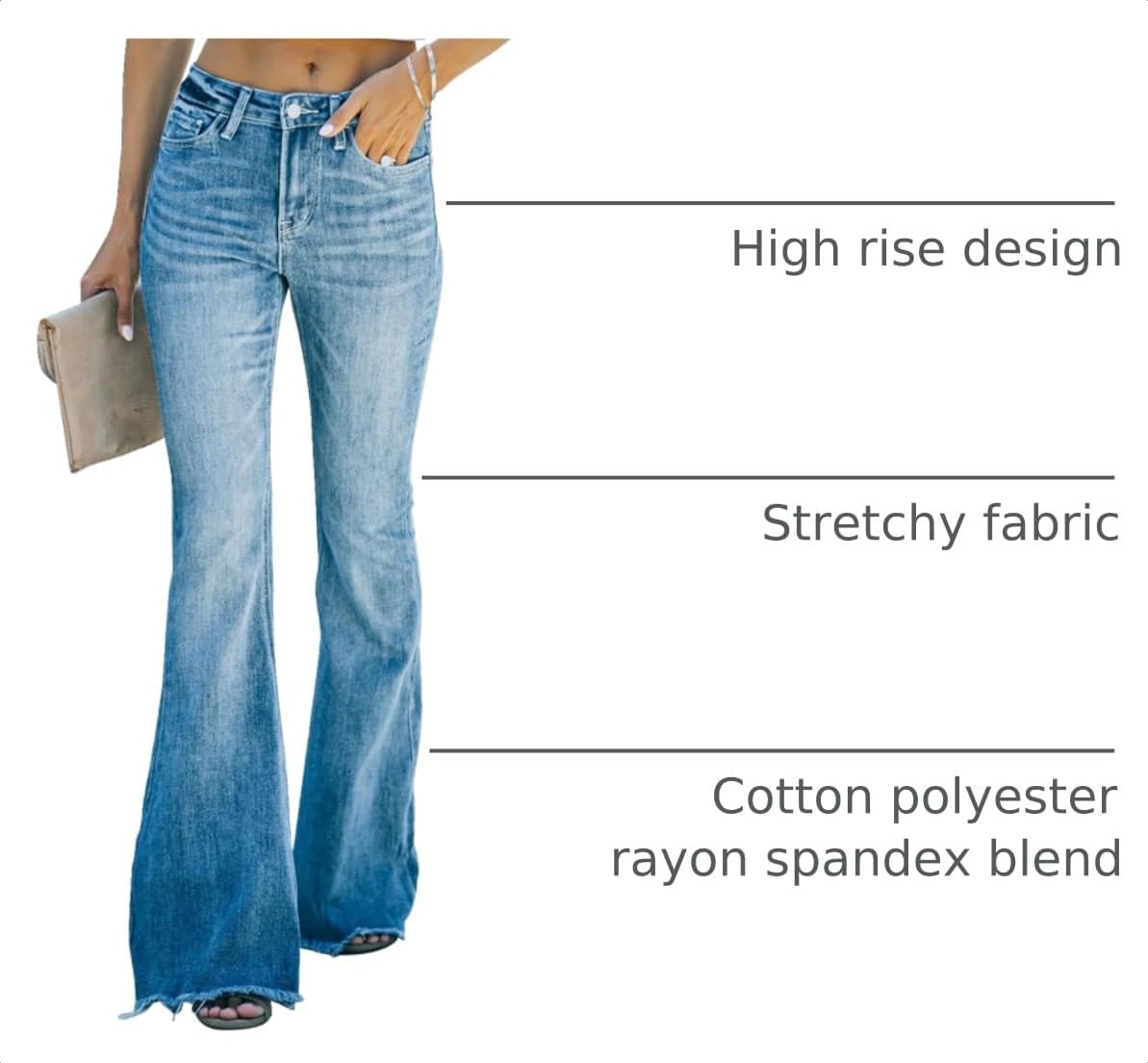Detalle 2 de KUNMI Flare Bell Bottom Jeans High Rise