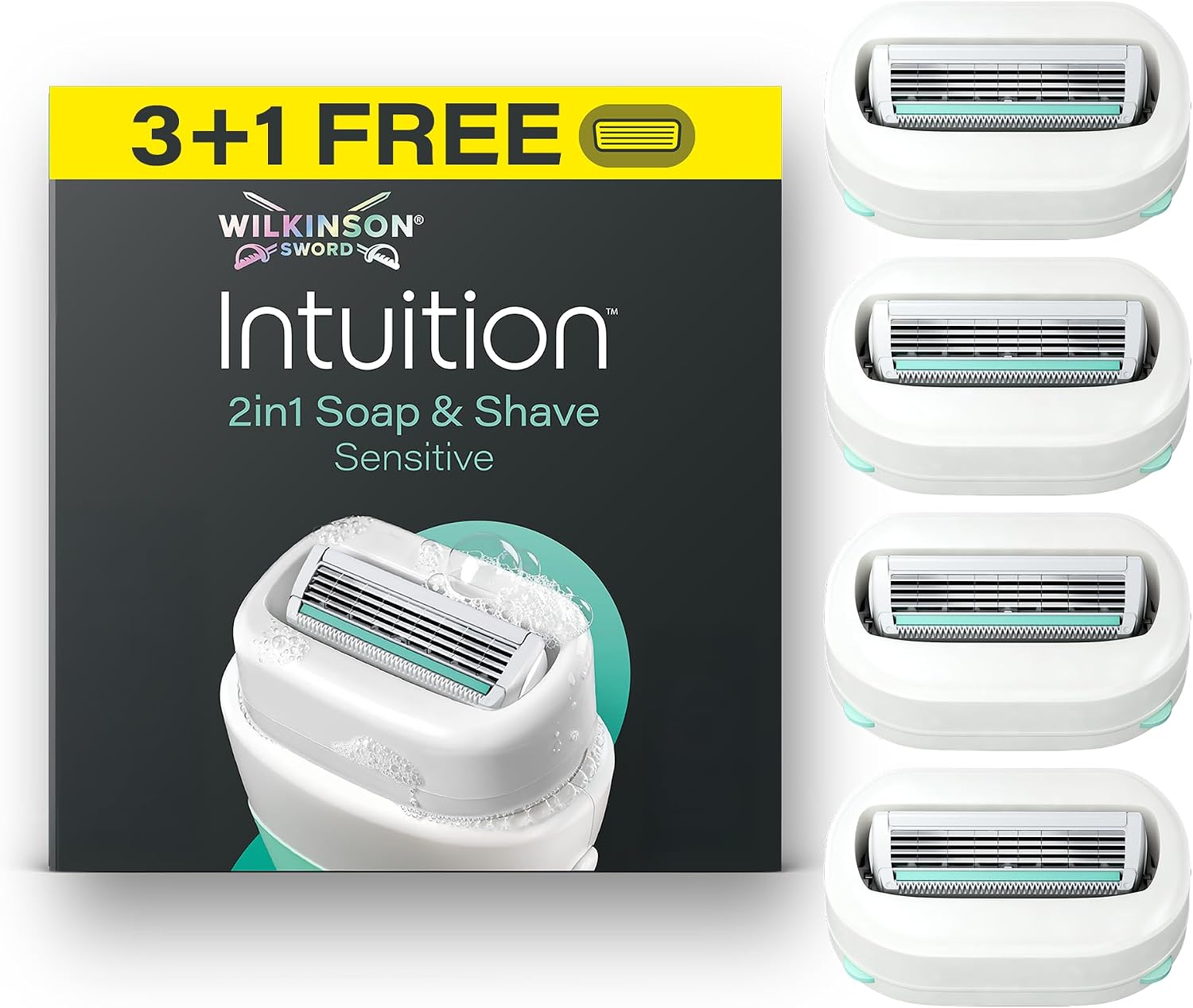 Detalle de Wilkinson Sword Intuition 2in1 Soap & Shave Sensitive Skin Razors for Women – 3 Refills + 1 Bonus