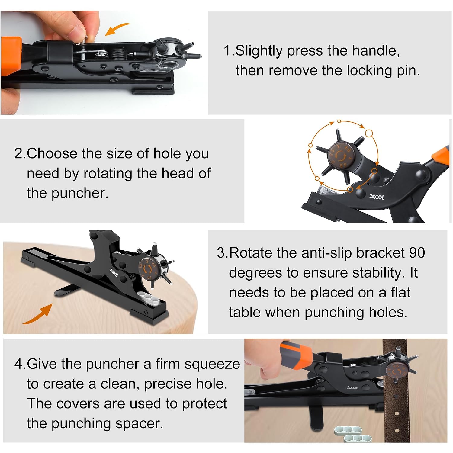Thumbnail 6 de XOOL Revolving Punch Plier Kit (rotary leather hole punch set) for belts, watch straps and DIY projects