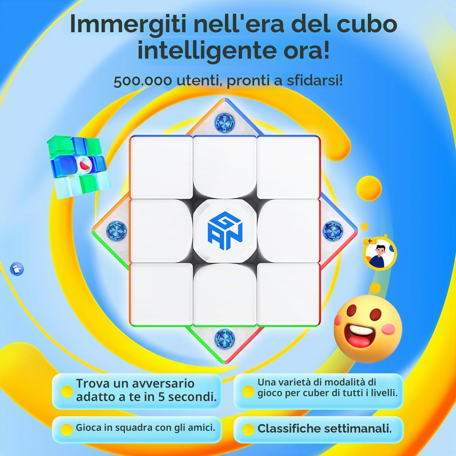 Thumbnail 6 de GAN 356 i carry2: Cubo Magico 3x3 Magnetico con App e Batai di Prestazione