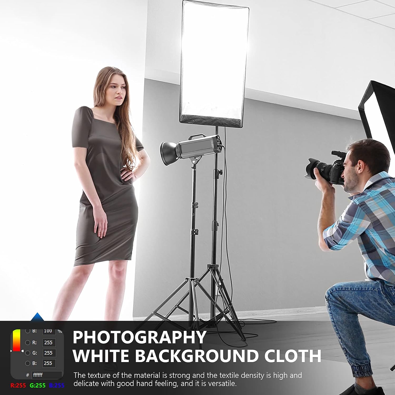 Detalle 2 de Neewer 6 x 9FT / 1.8 x 2.8M PRO muslin collapsible backdrop (white) — background only