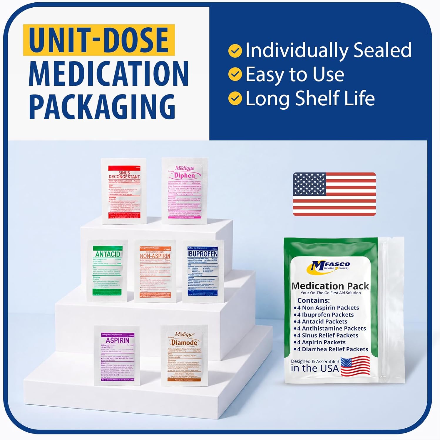Thumbnail 2 de MFASCO 7-in-1 Travel Size Medicine Kit (TSA Approved) — Compact OTC Refill Packets for Trips & Cruise Travel