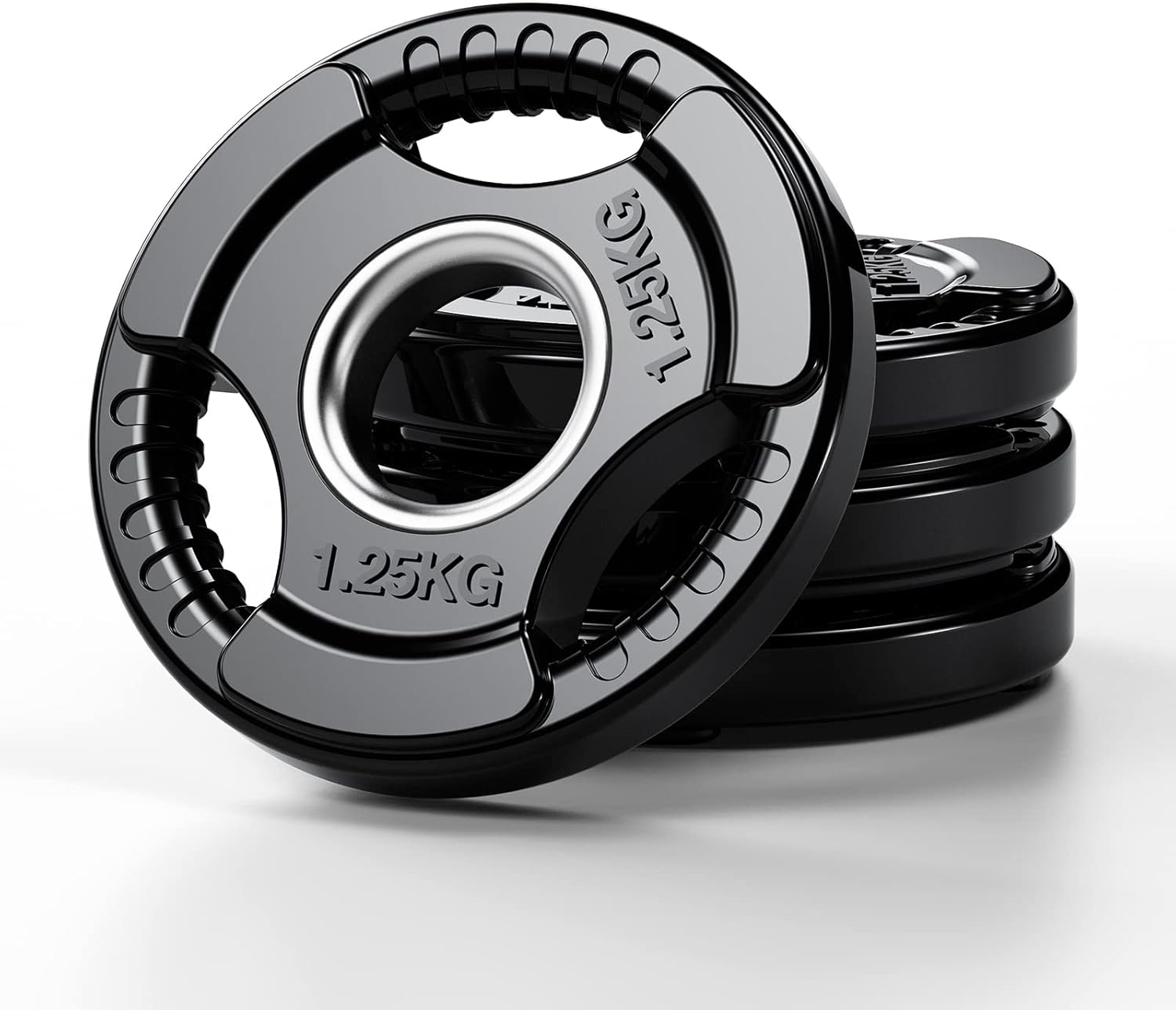 PhysKcal Dischi Olimpici in Gomma Ø50 mm, 1,25–25 kg, Tri-Grip – Piastra per Bilanciere & Manubri