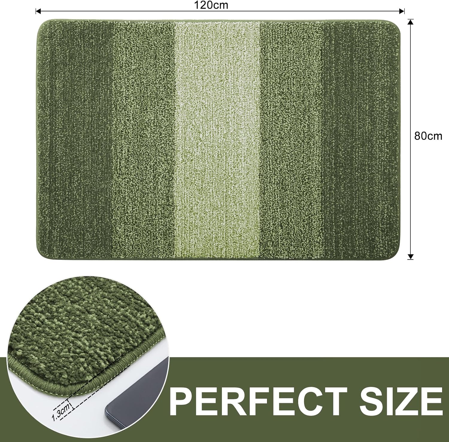 Detalle de Homaxy Indoor Door Mats (80 x 120 cm, Green) – Machine Washable Non-Slip Dirt Trapper Entrance Rug