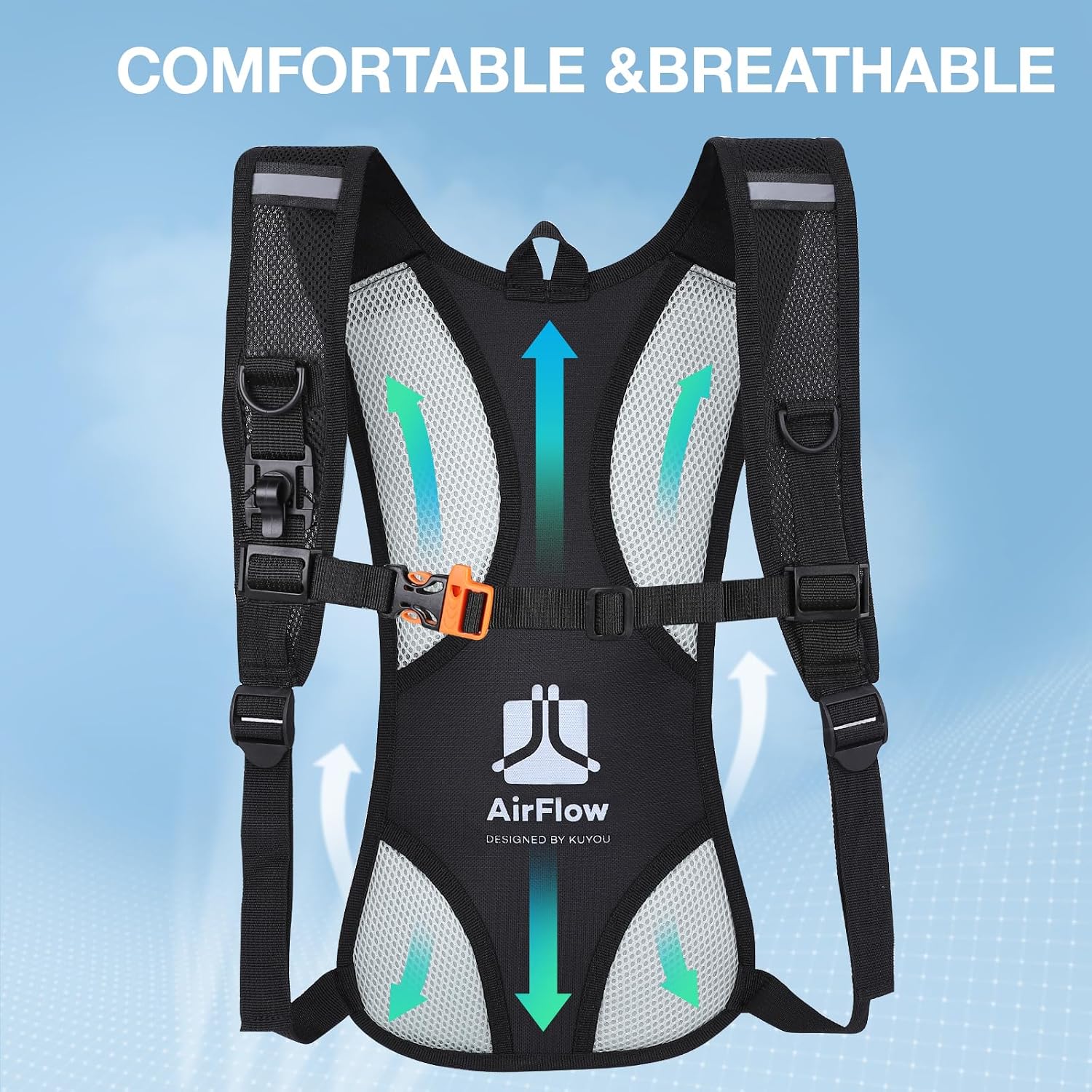 Detalle 2 de KUYOU Running Hydration Vest with 2L Insulated Water Bladder