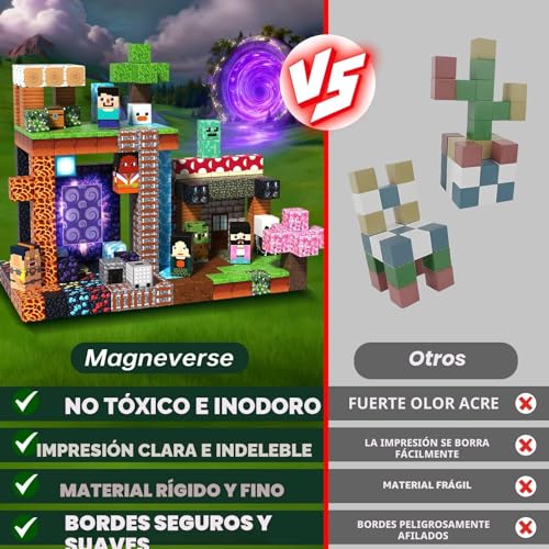 Detalle de Magneverse Bloques Magnéticos de Construcción para Niños (300 Piezas) – Construye Aventuras en Equipo