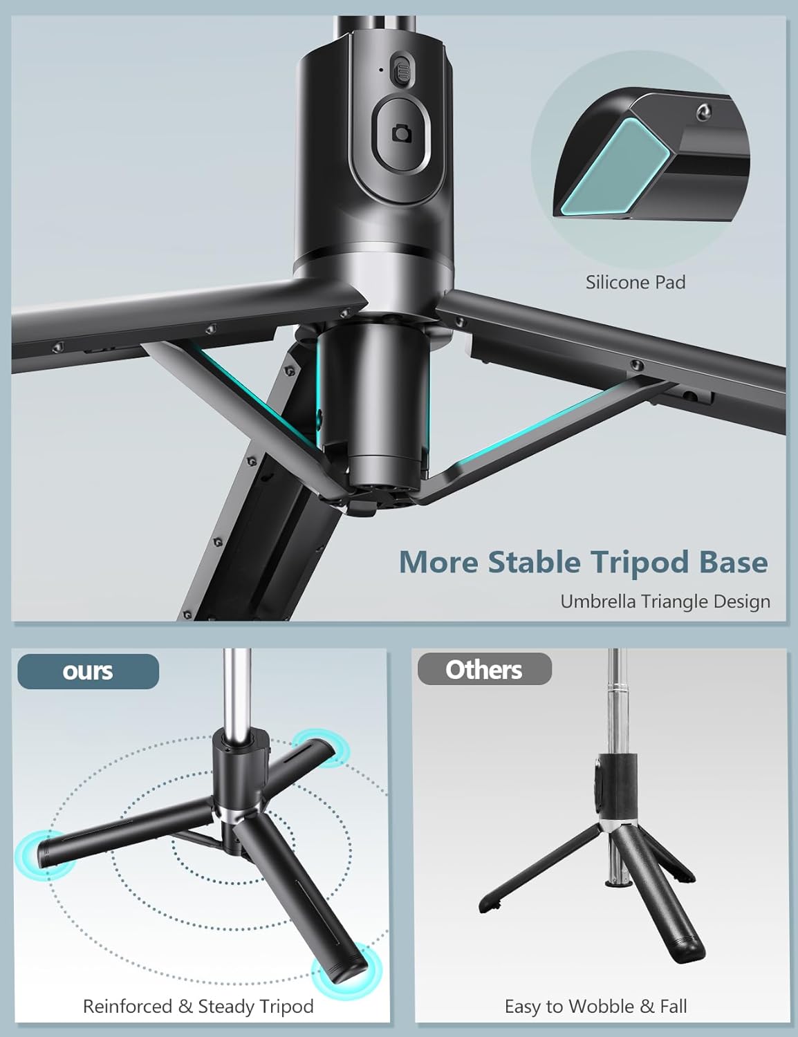 Detalle 2 de Selfie Stick Tripod 45" with 2 fill lights