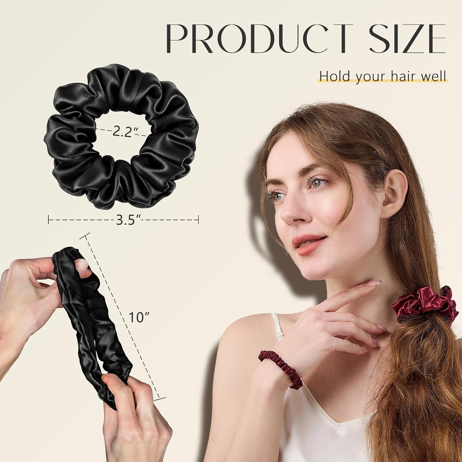 Detalle 2 de ZIMASILK Silk Hair Scrunchies, 3-Pack