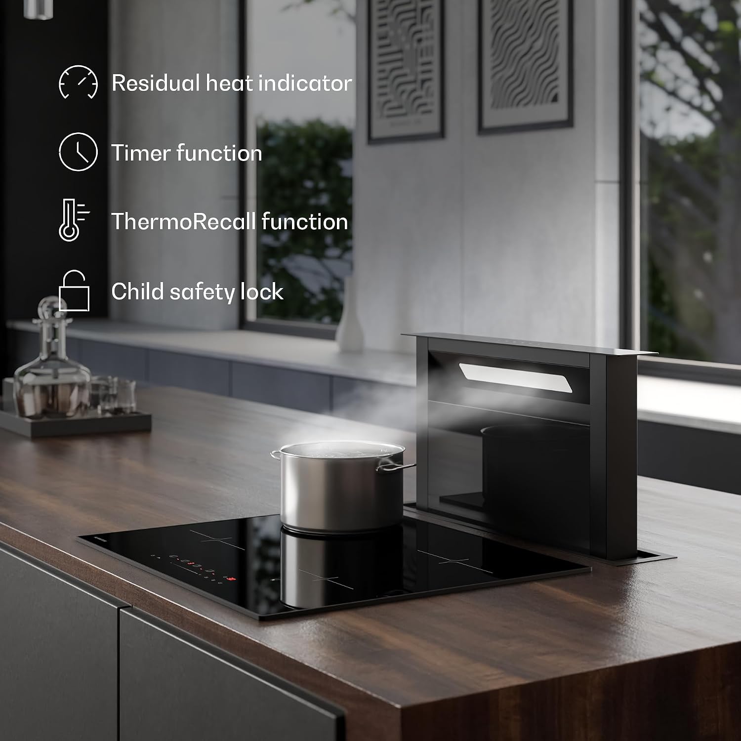 Detalle 2 de Klarstein Velaire 4 inductiekookplaat 60 cm, 4 zones en 7000 W Boost
