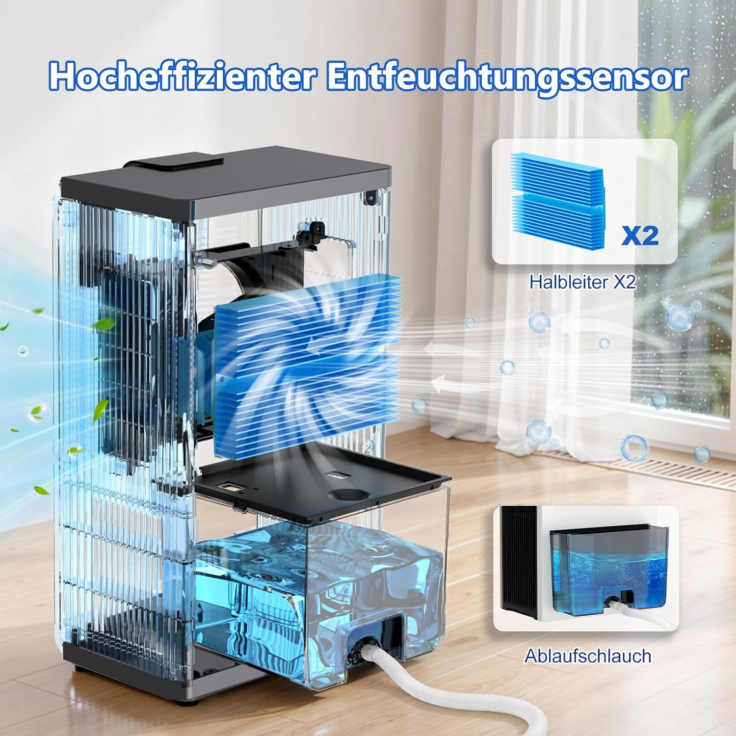 Thumbnail 6 de Elektrischer Luftentfeuchter 2.800 ml von KeepGlad (28 dB, energiesparend) mit Timer & waschbarem Filter