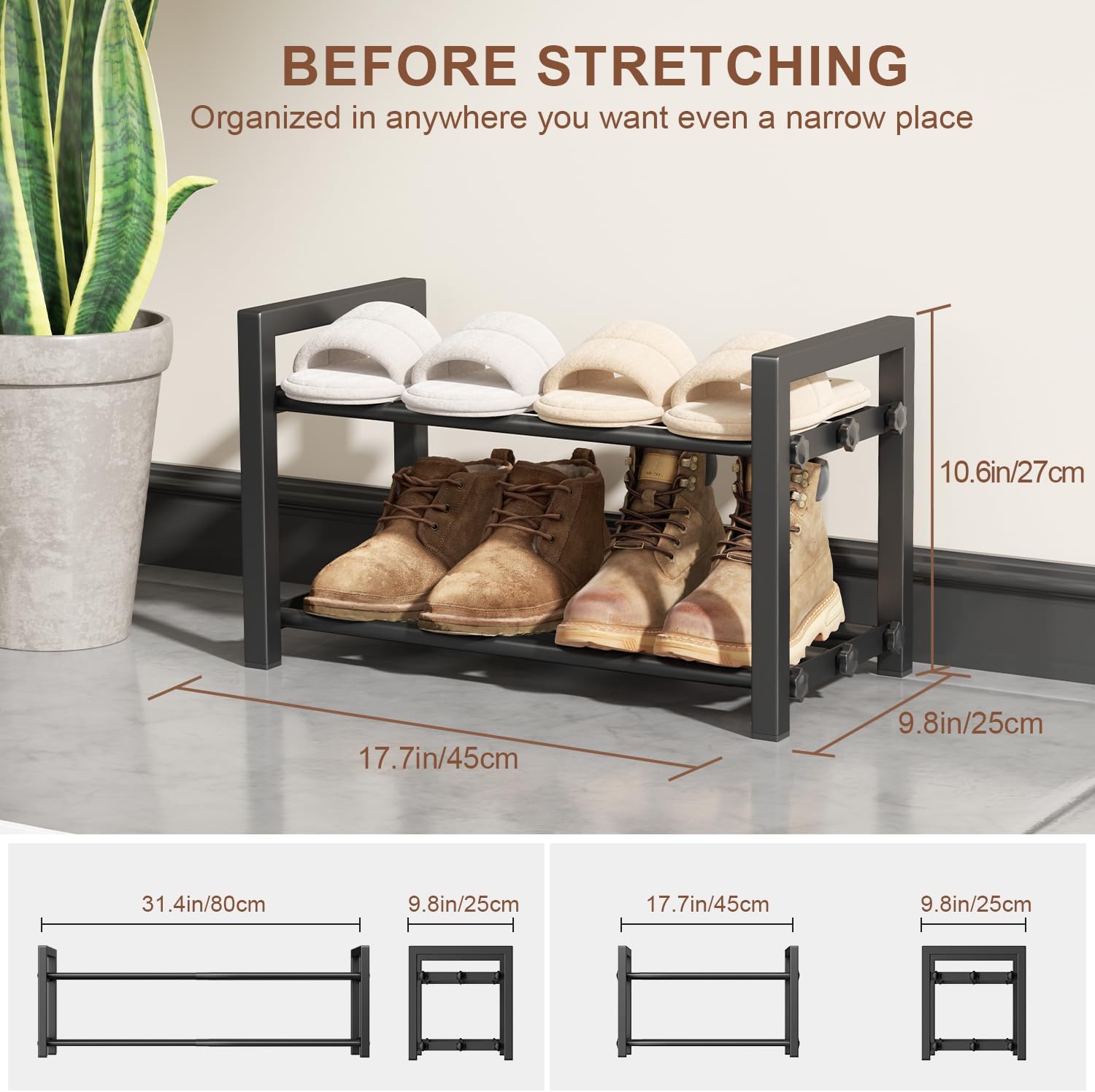 Detalle 2 de HDDTTZ Expandable Shoe Rack, 2-Tier