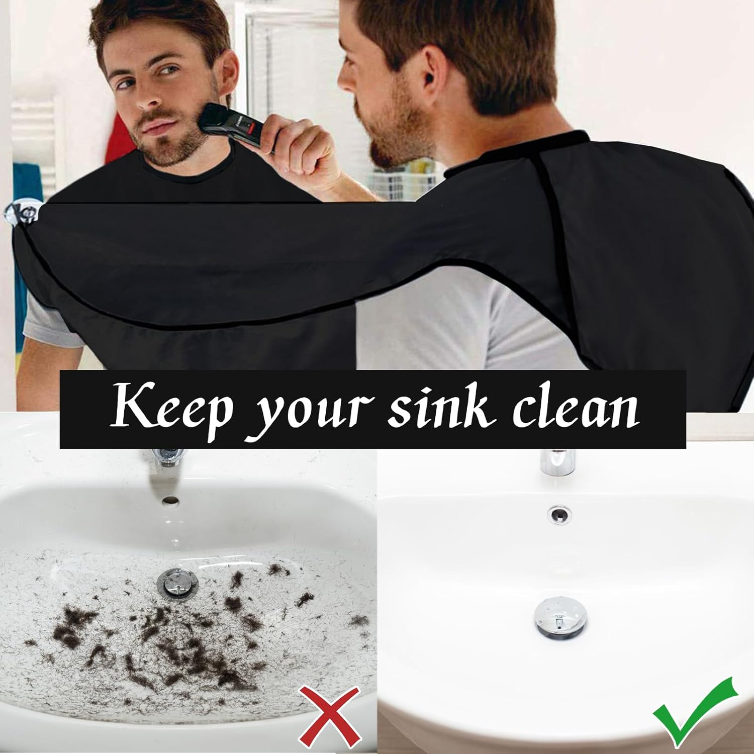 Detalle de Leaflai Grembiule da Barba Impermeabile: telo per barba con ventose, antiaderente e facile da pulire
