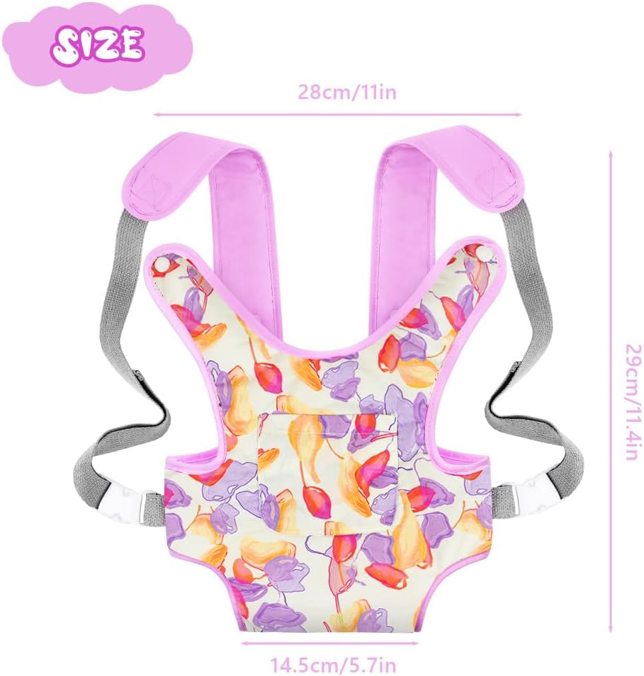 Detalle de Marsupio per Bambole Aolso 18IN – Zaini per Carrier Bambole, con Spallacci Regolabili, Viola