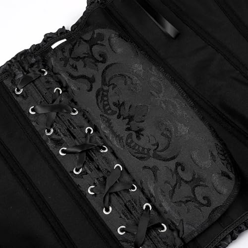 Thumbnail 6 de Demays Black Overbust Corset Top, Lace-Up Back and Steel-Boned Support, Size S