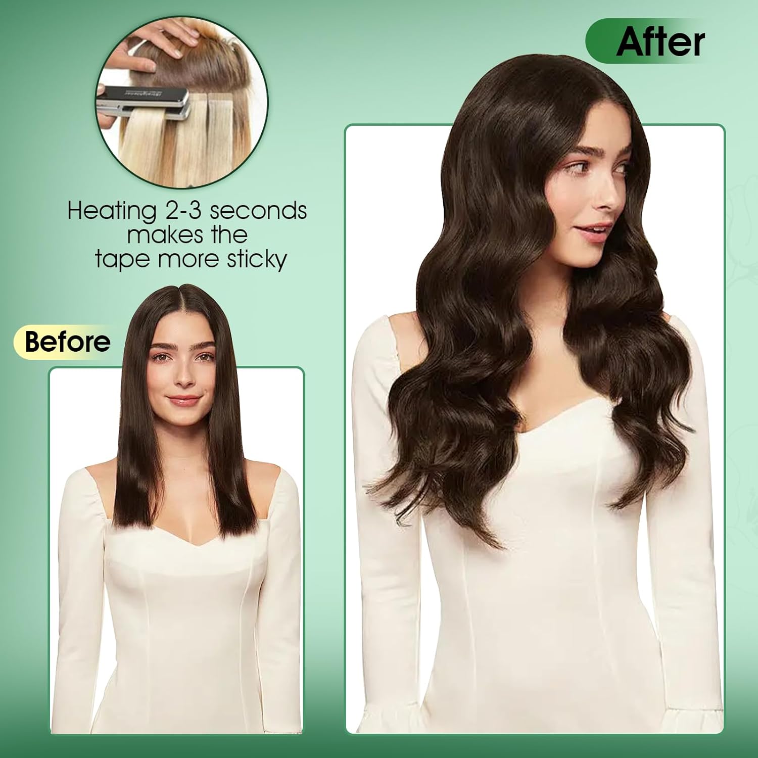 Detalle 2 de RUNATURE Extensiones Adhesivas Pelo Natural Rubio Platino 50cm