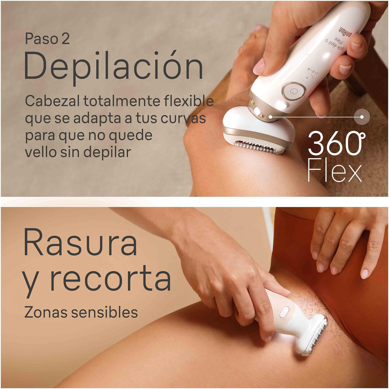 Thumbnail 3 de Braun Silk-épil 9 Flex SkinSpa Depiladora 3D Blanca/Dorada