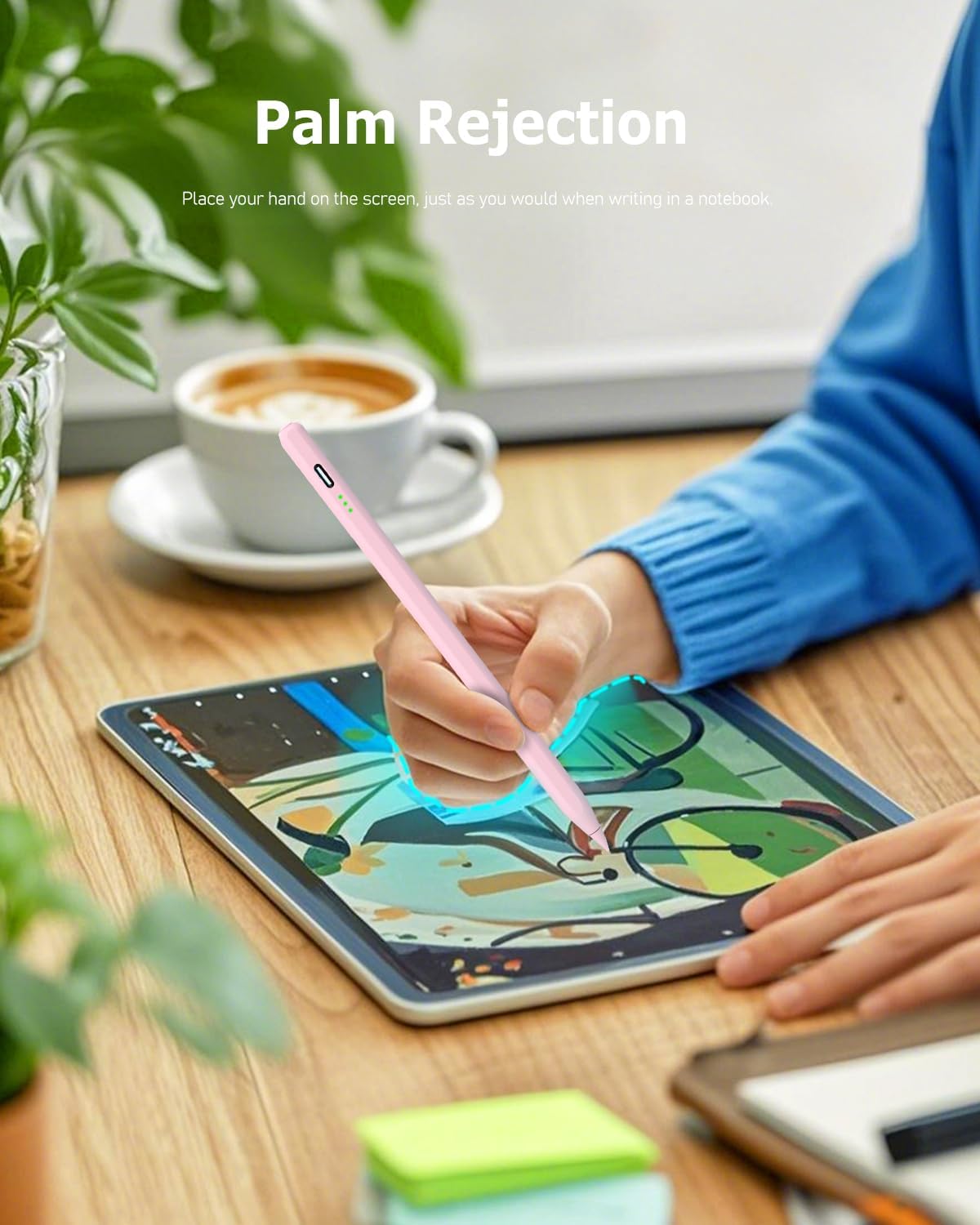 Detalle de MYSTILUCK Rosa Stift für iPad (2018–2025) – Schnellladeleistung, Palm Rejection & Neigungssensor