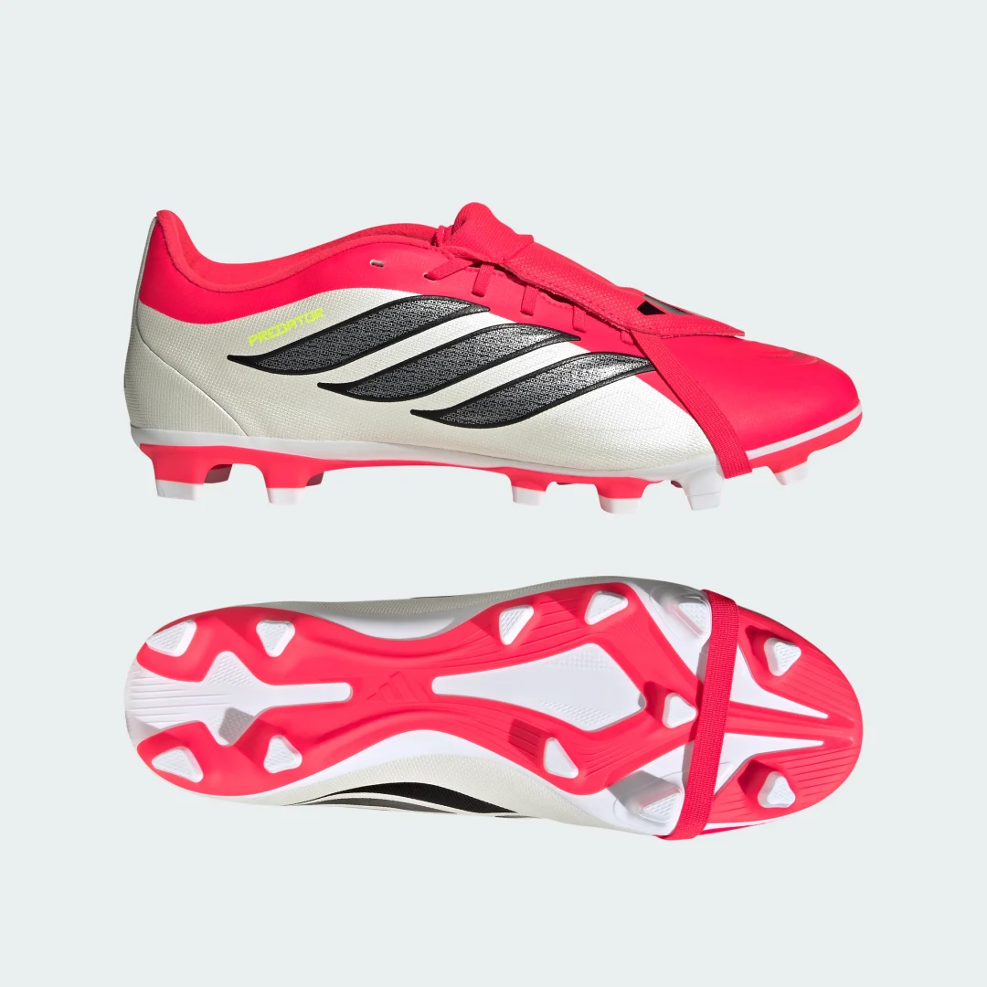 Detalle de Adidas Predator Club: bota de fútbol con lengüeta plegable para césped natural seco y multisuperficie