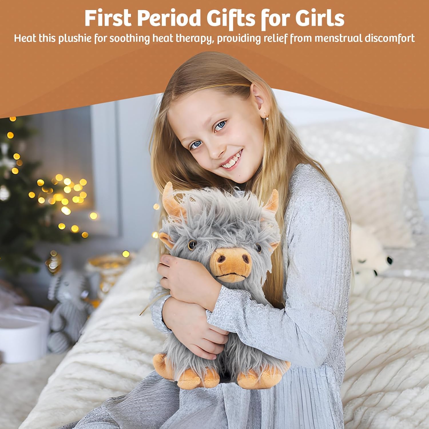 Thumbnail 4 de Marysun Highland Cow Stuffed Animal Toy (Gray) – microwavable, lavender-scented cuddly gift