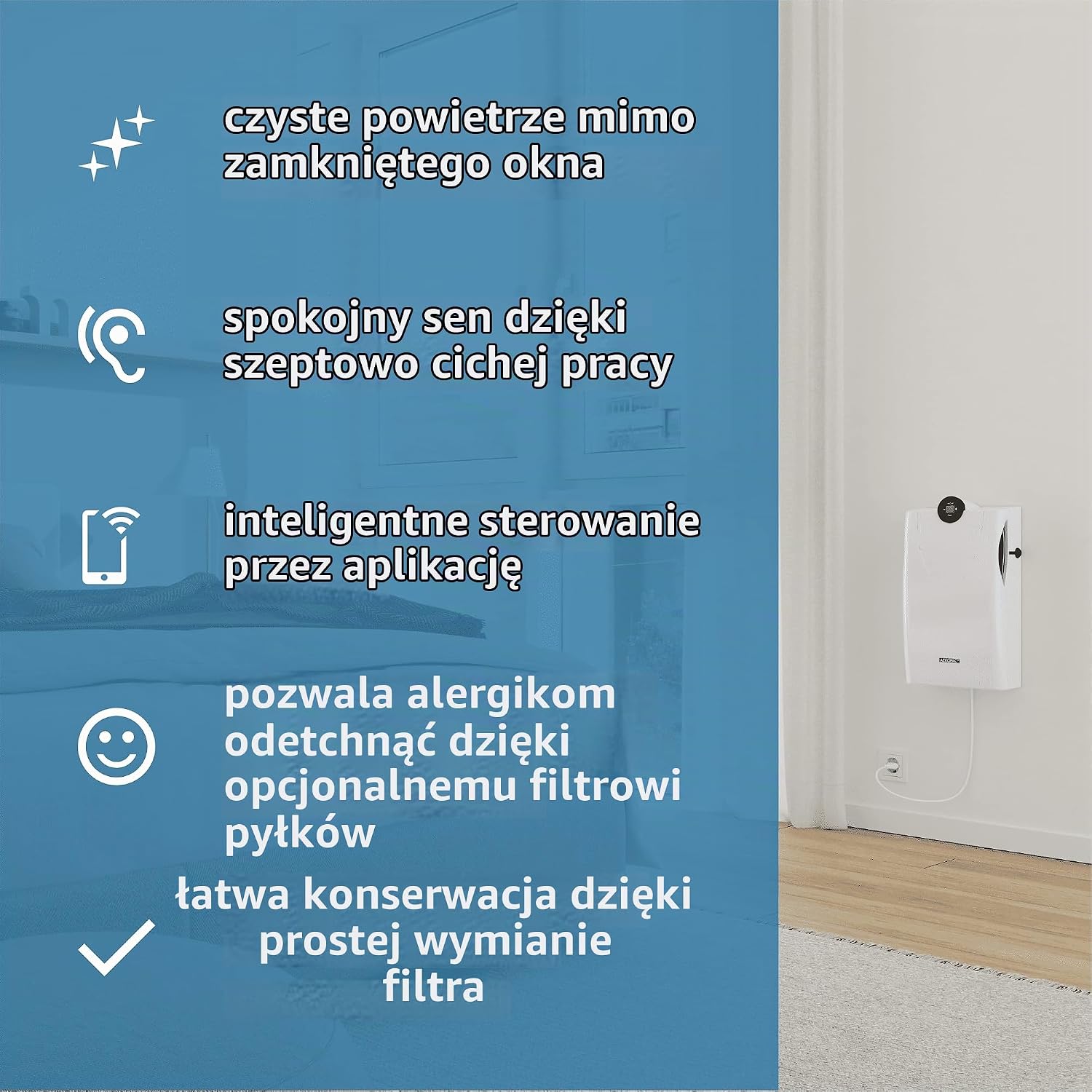 Thumbnail 2 de SIEGENIA AEROPAC IE Smart – ścienny wentylator nawiewny 160 m³/h, Wi-Fi