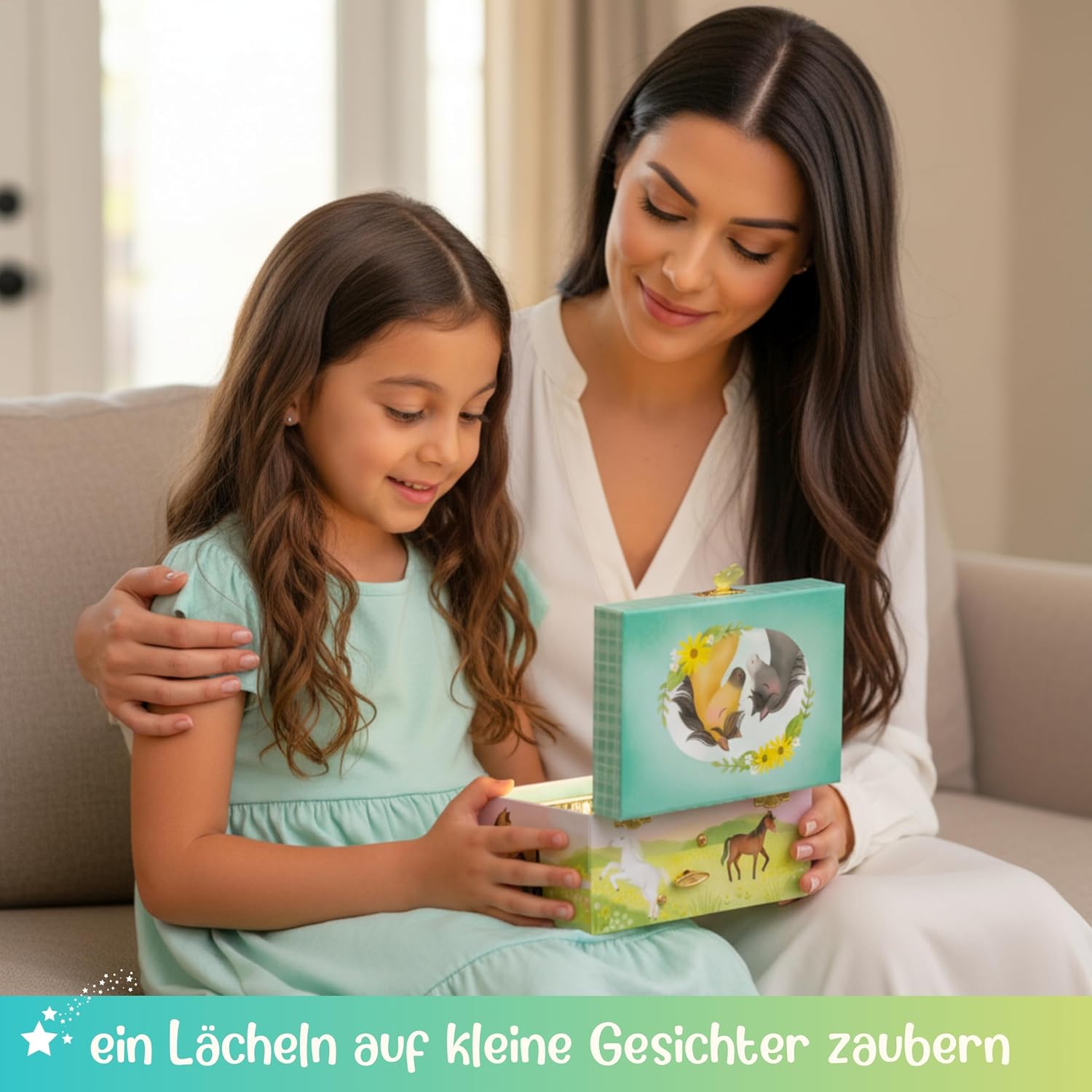 Thumbnail 3 de Giggle & Honey Spieluhr Mädchen & Pferd Schmuckkästchen – handgefertigte Holz-Kastenschatztruhe für Mädchen ab 3 Jahren