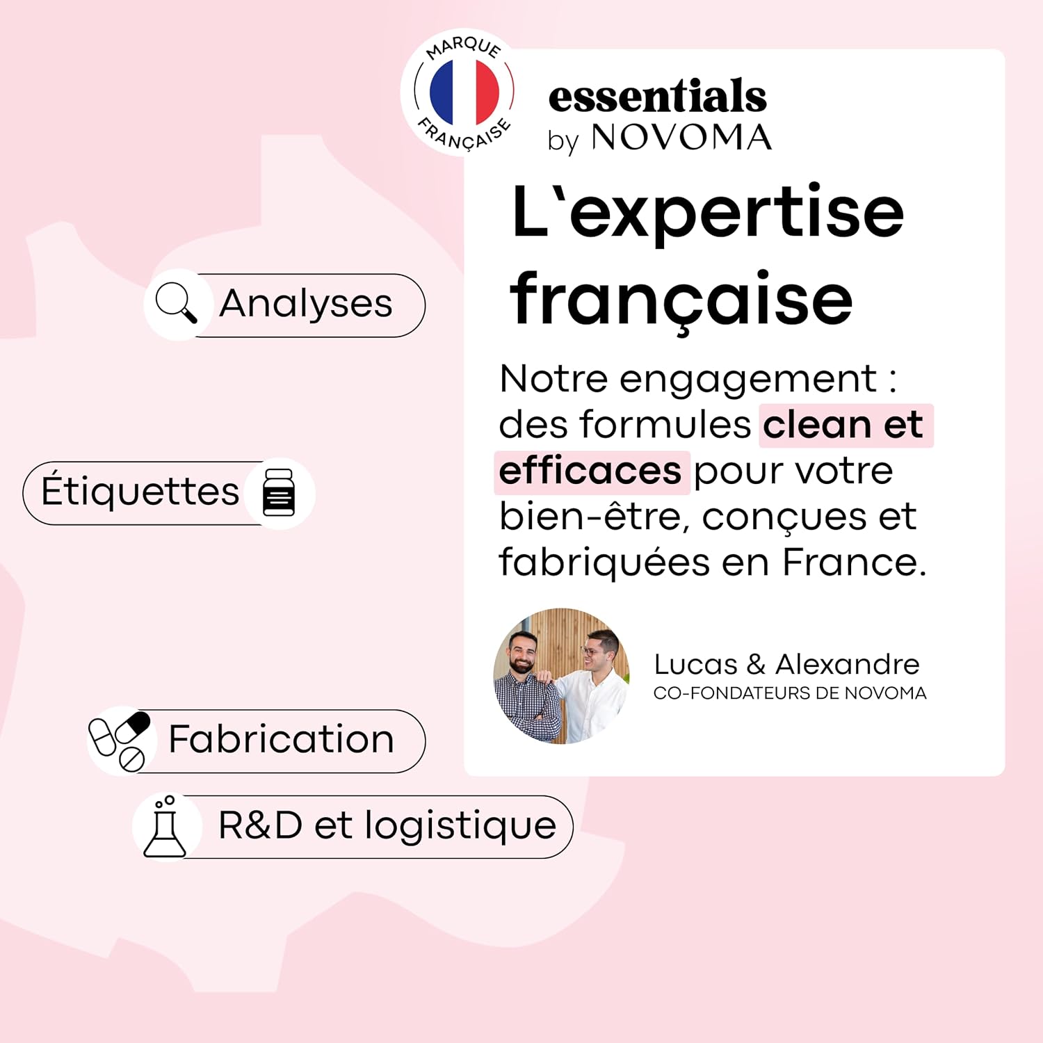 Detalle de NOVOMA Essentials – Biotine avec Sélénium et Zinc (B8) pour accélérer la pousse des cheveux, cure de 2 mois, 60 gélules végétales