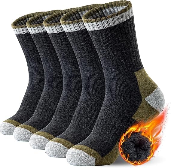 Detalle de SIMIYA Merino Wool Hiking Socks, 5 Pairs, Thick Thermal Cushioning